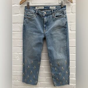 Anthropologie Pilcro and the Letterpress Embroidered Cropped Jeans Size 26